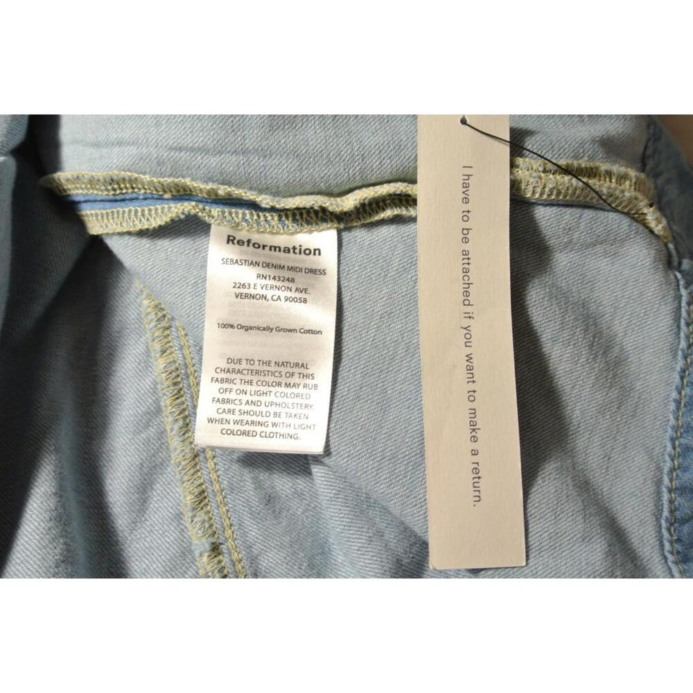 NEW, REFORMATION Sebastien Denim Midi Dress Size 4 #MD818 - Picture 11 of 12
